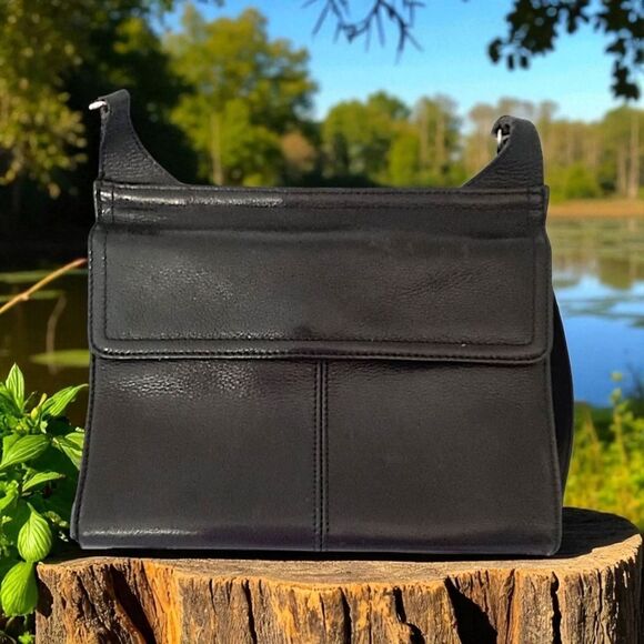 Vtg Fossil Crossbody Pebbled Leather Black Purse Bag Academia Preppy Hippie - Picture 14 of 16